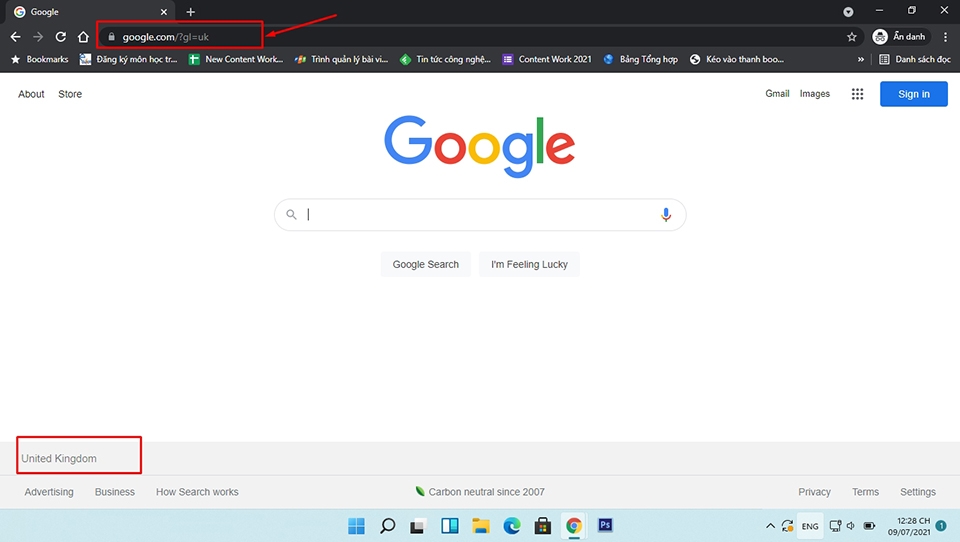 Tìm kiếm Google ra kết quả ở nước ngoài