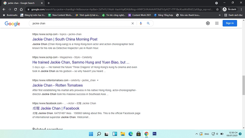 Thử tìm kiểm với các trang web từ Hồng Kông