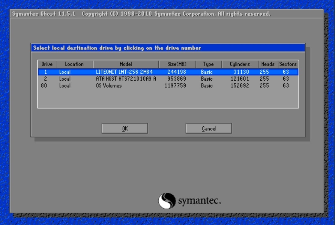 Chọn phân vùng Ghost Win