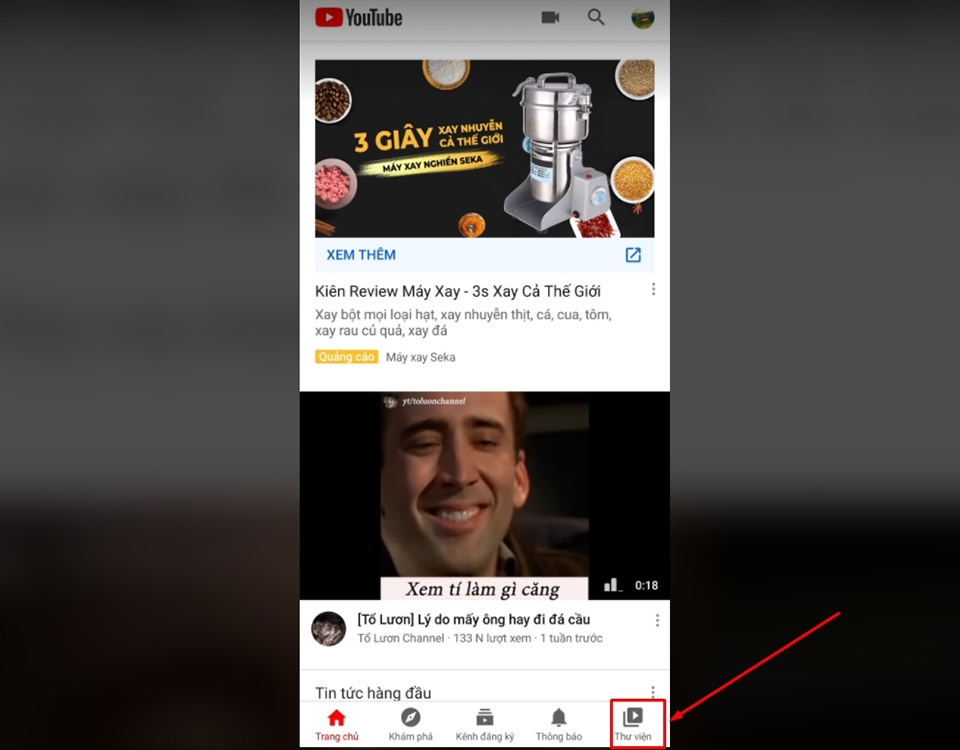 nhấn vào mục Thư viện nhấn vào mục Thư viện