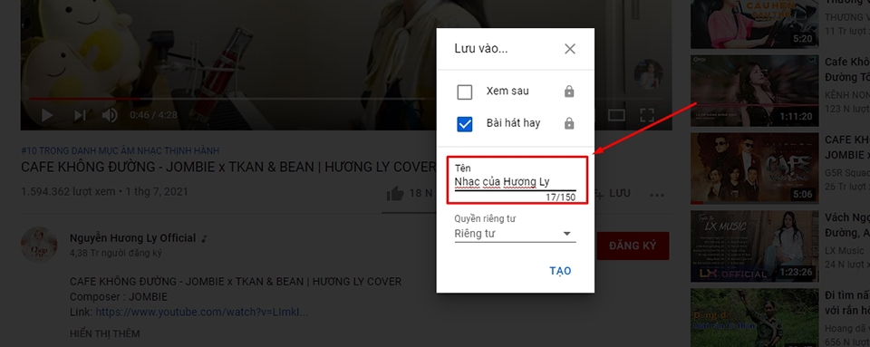 Đặt tên cho danh sách phát mới Đặt tên cho danh sách phát mới