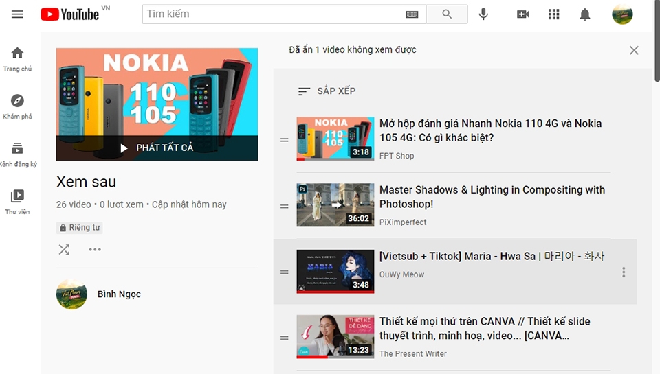 Danh sách phát đã lưu