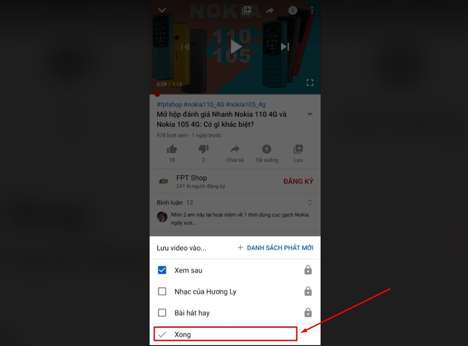 Nhấn vào mục Xem sau