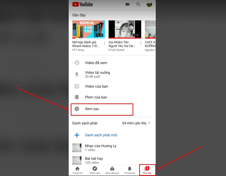 Truy cập lại video đã lưu trên YouTube