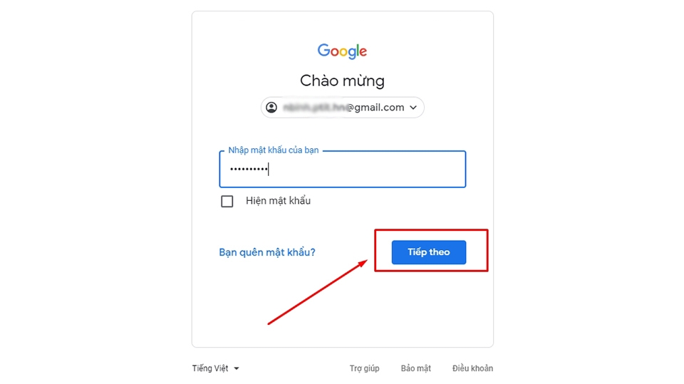 Nhập mật khẩu của bạn