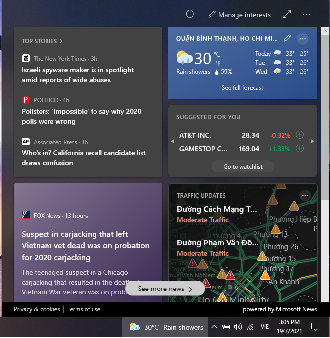 Hướng dẫn tắt biểu tượng thời tiết trên thanh Taskbar Windows 10