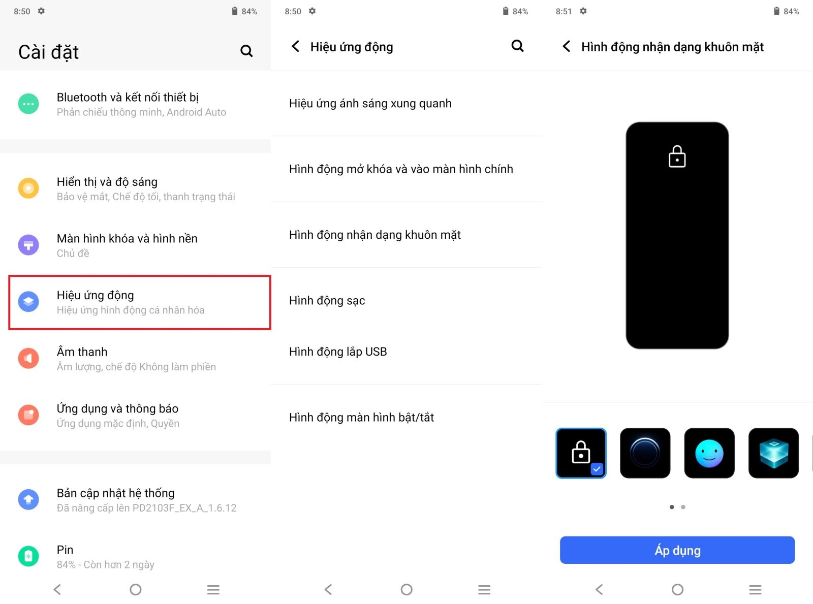 Hiệu ứng động trên vivo Y53s