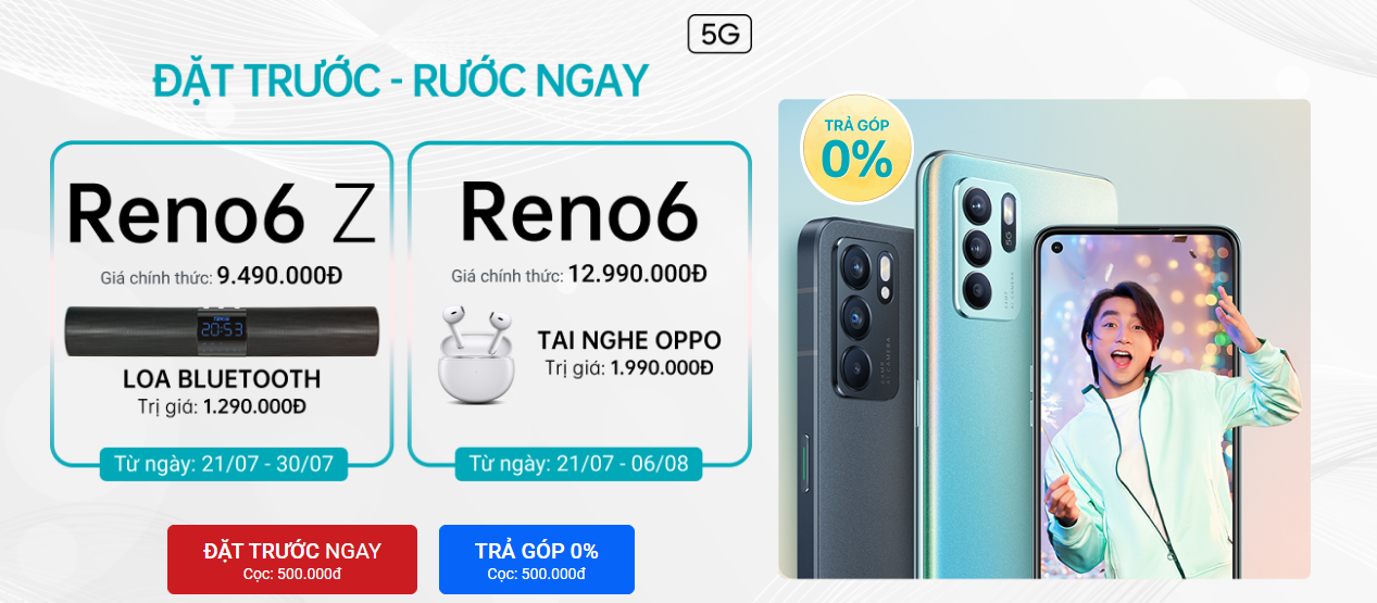 Chương trình ưu đãi đặc biệt khi đặt trước OPPO Reno6 và Reno6 Z