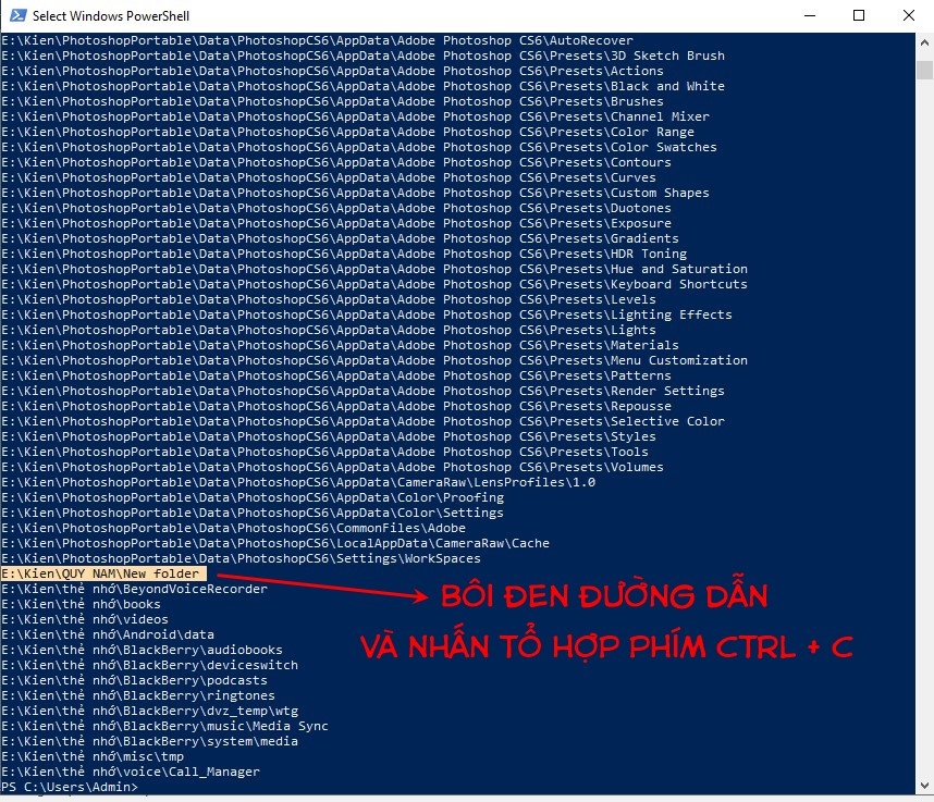 Mở đường dẫn dẫn đến thư mục rác