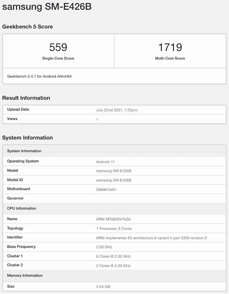 Galaxy F42 5G lộ cấu hình trên Geekbench