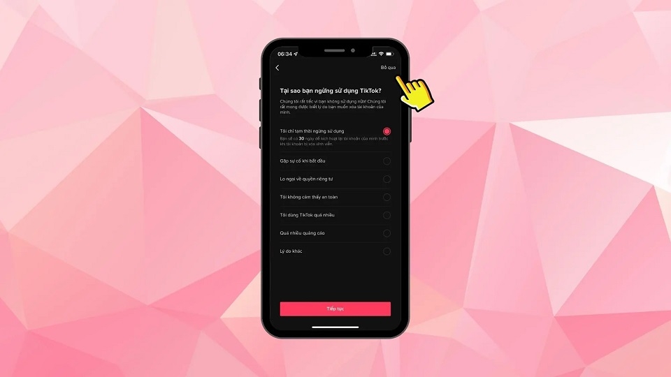 Cung cấp lý do xóa tài khoản