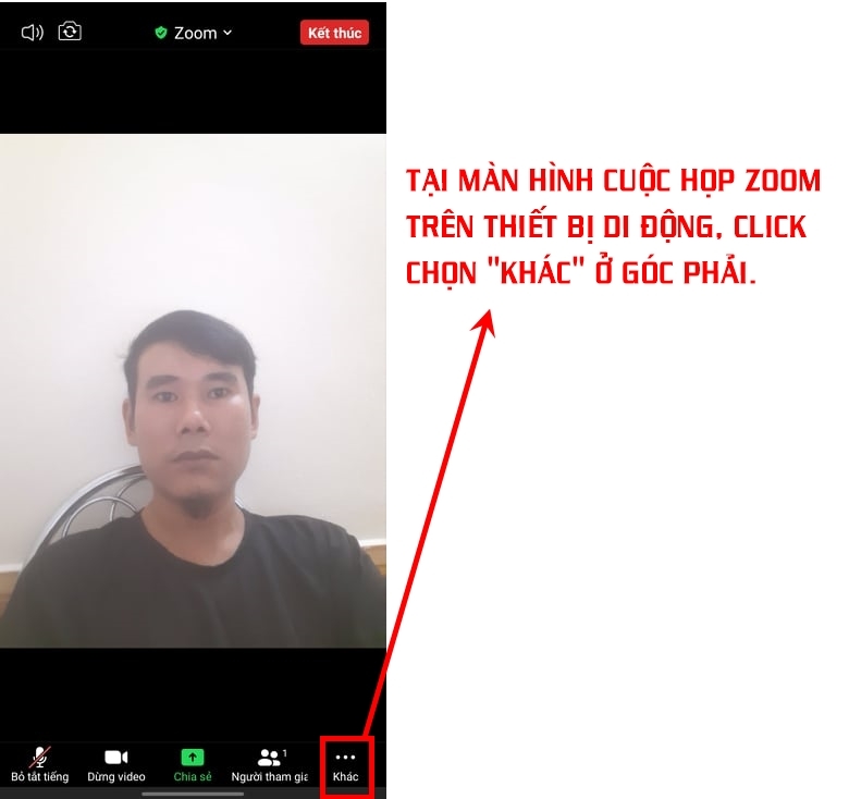 Lựa chọn mục Khác ở góc phải màn hình