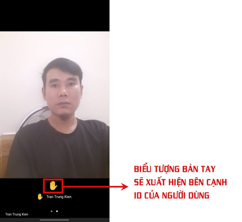 Icon bàn tay sẽ xuất hiện cạnh ID của bạn