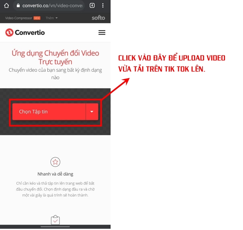 Chọn vào đây để bắt đầu thao tác chuyển đổi video thành mp3