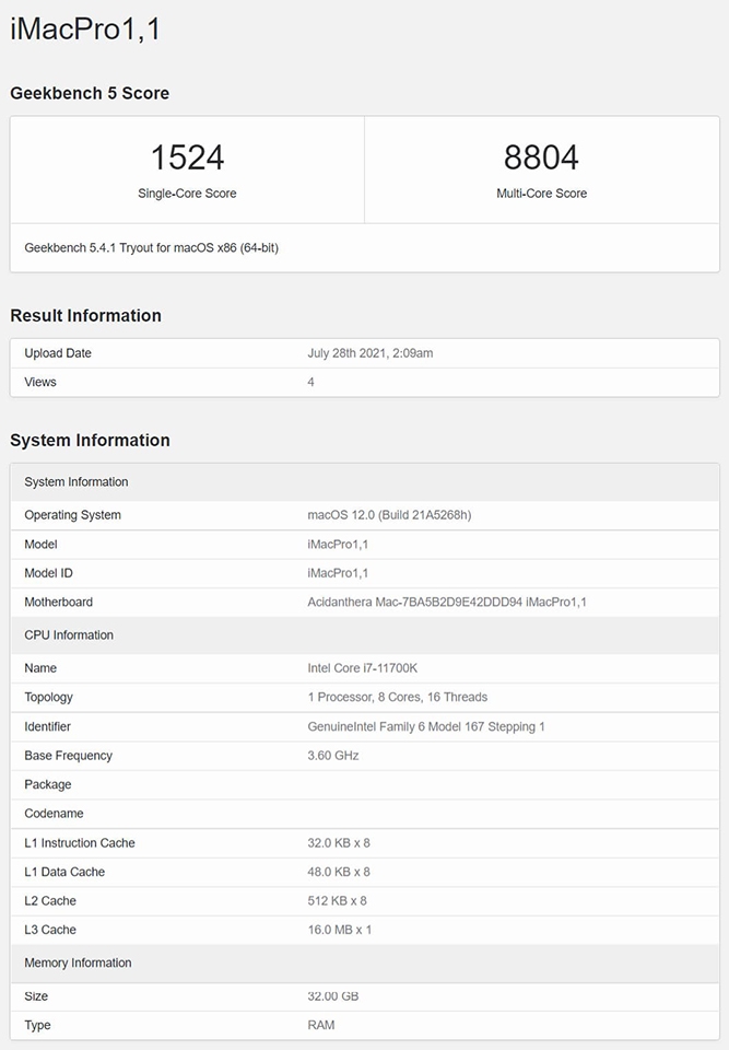 iMac Pro (2021) bất ngờ xuất hiện trên Geekbench iMac Pro (2021) bất ngờ xuất hiện trên Geekbench