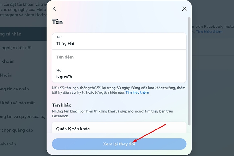 Mách bạn cách đổi tên Facebook (Hình 15)