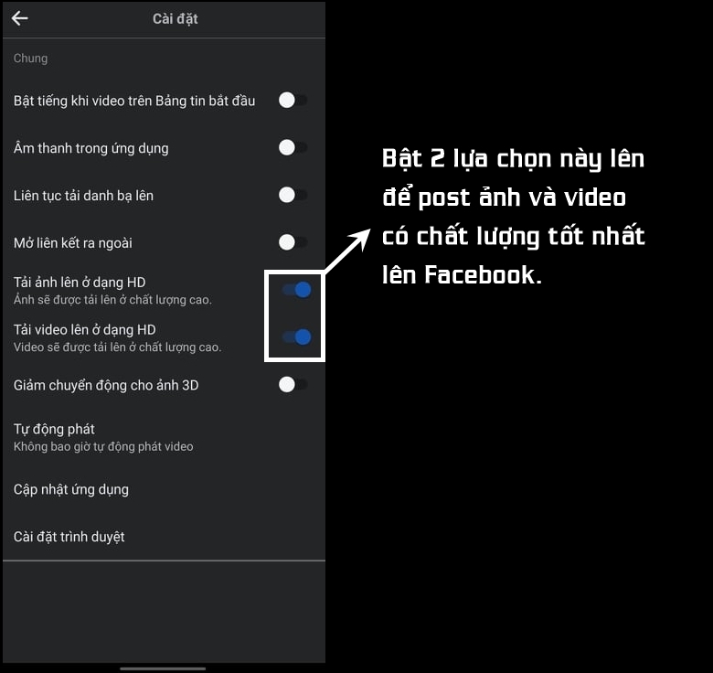 Đặt ảnh và video post lên ở độ phân giải HD