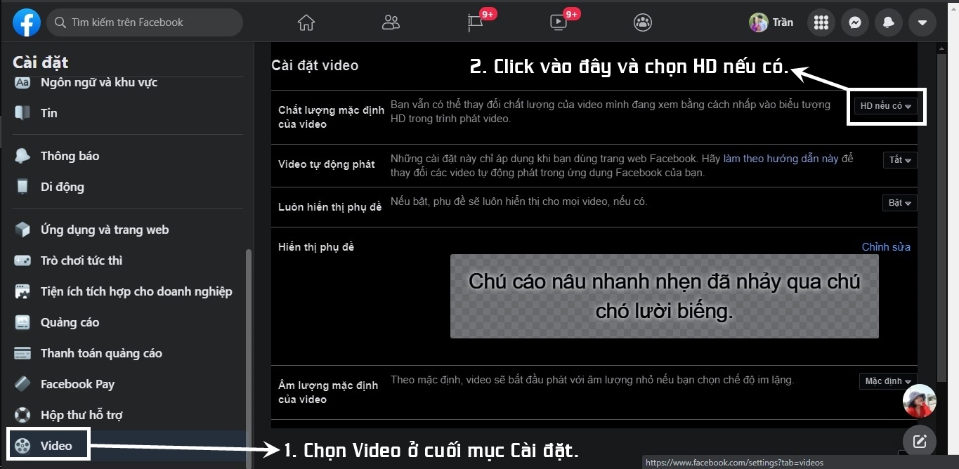 Chọn để post video chất lượng cao nhất lên Facebook