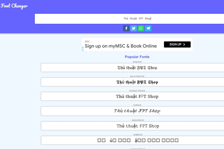 Giao diện Font Changer