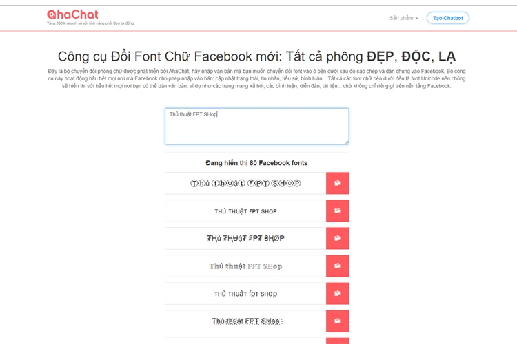 Sử dụng Aha Chat để đổi font
