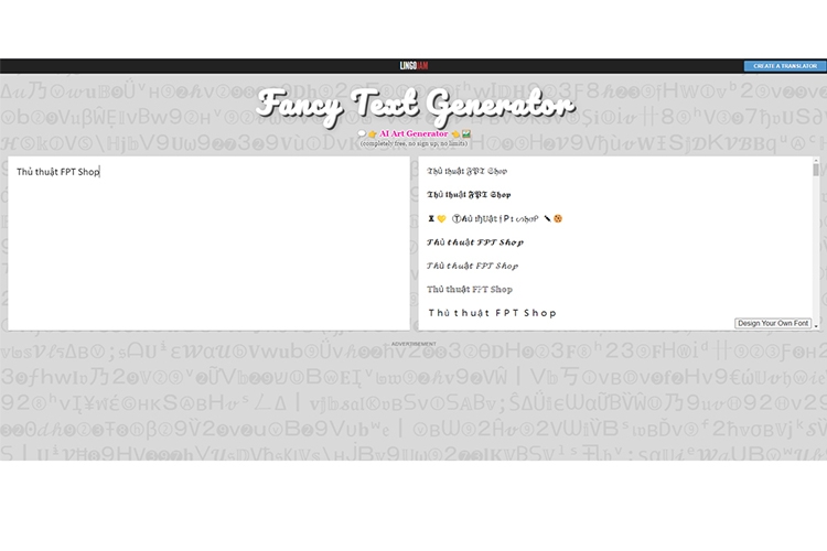 LingoJam giúp đổi font chữ FB hiệu quả
