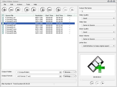 phần mềm ghép video Ultra Video Joiner