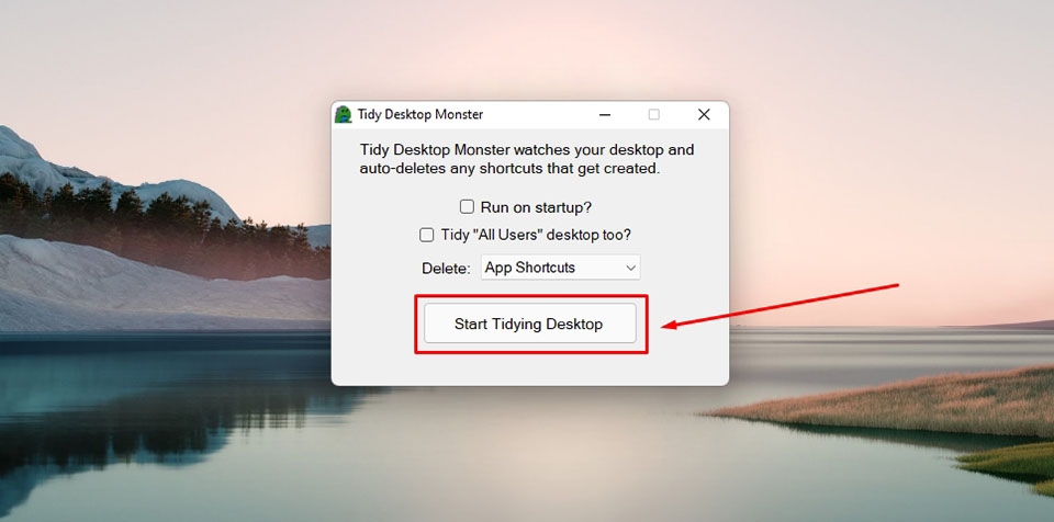 Bắt đầu xóa shortcut tự động Bắt đầu xóa shortcut tự động