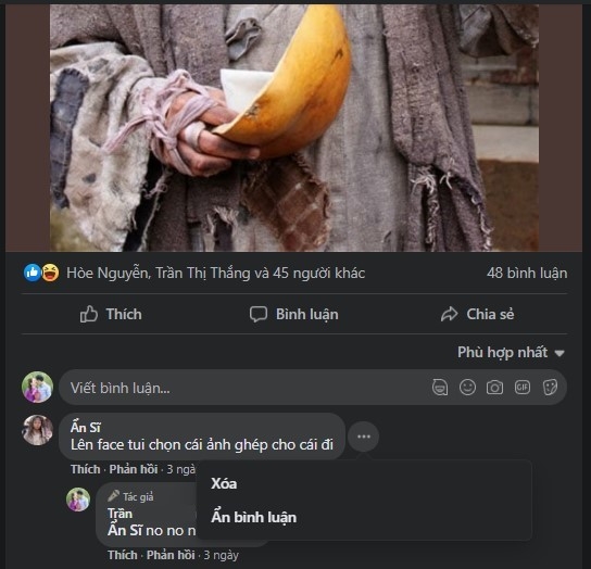 Ẩn bình luận khi sử dụng máy tính