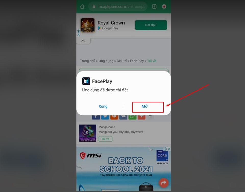 Mở ứng dụng FacePlay Mở ứng dụng FacePlay