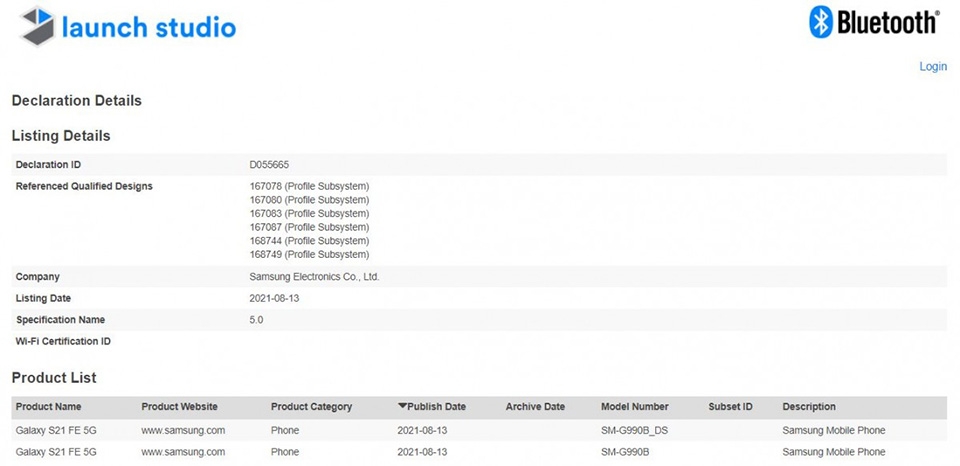 Galaxy S21 FE đạt chứng nhận Bluetooth SIG (ảnh 2)