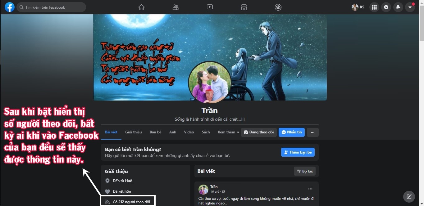 Số người đang theo dõi Facebook bạn sẽ được hiển thị công khai.
