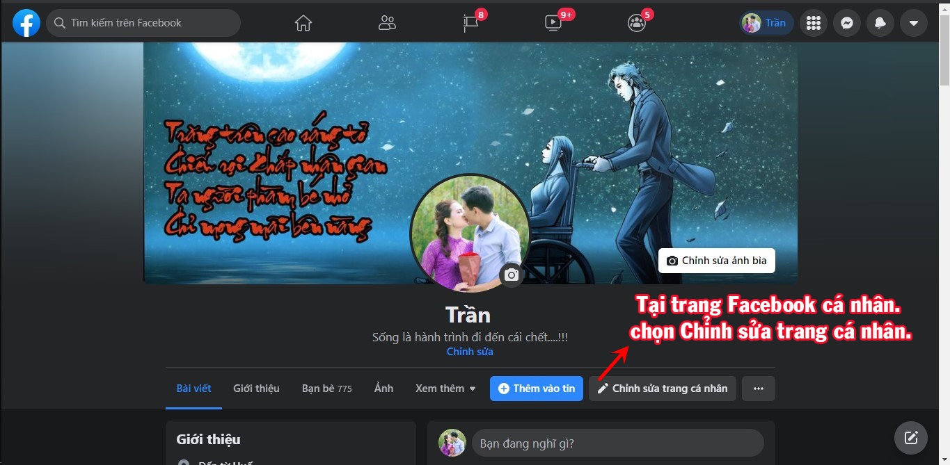Truy cập Chỉnh sửa trang cá nhân tại trang Facebook của bạn.