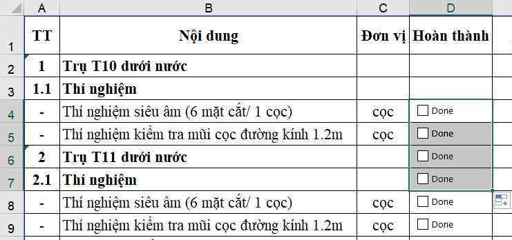 Hướng dẫn bạn cách chèn checkbox trong Excel (6)