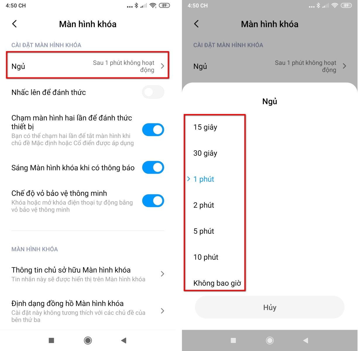 Cách cài đặt thời gian tắt màn hình điện thoại Android (2)