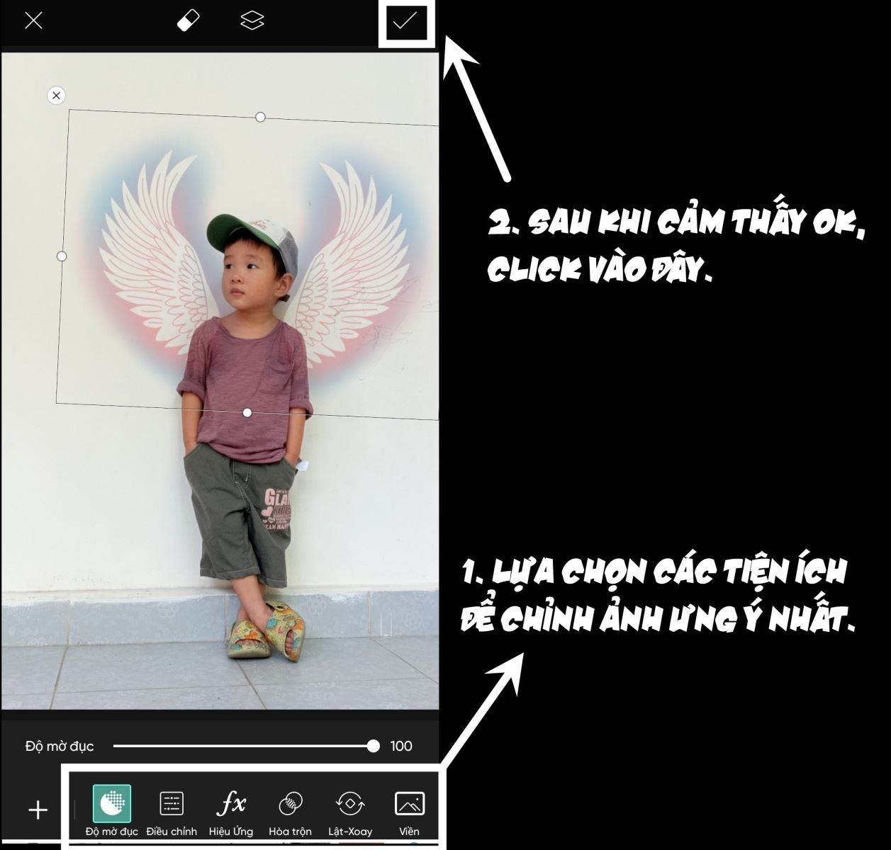 Lựa chọn dấu tick để hoàn thành việc chỉnh sửa.