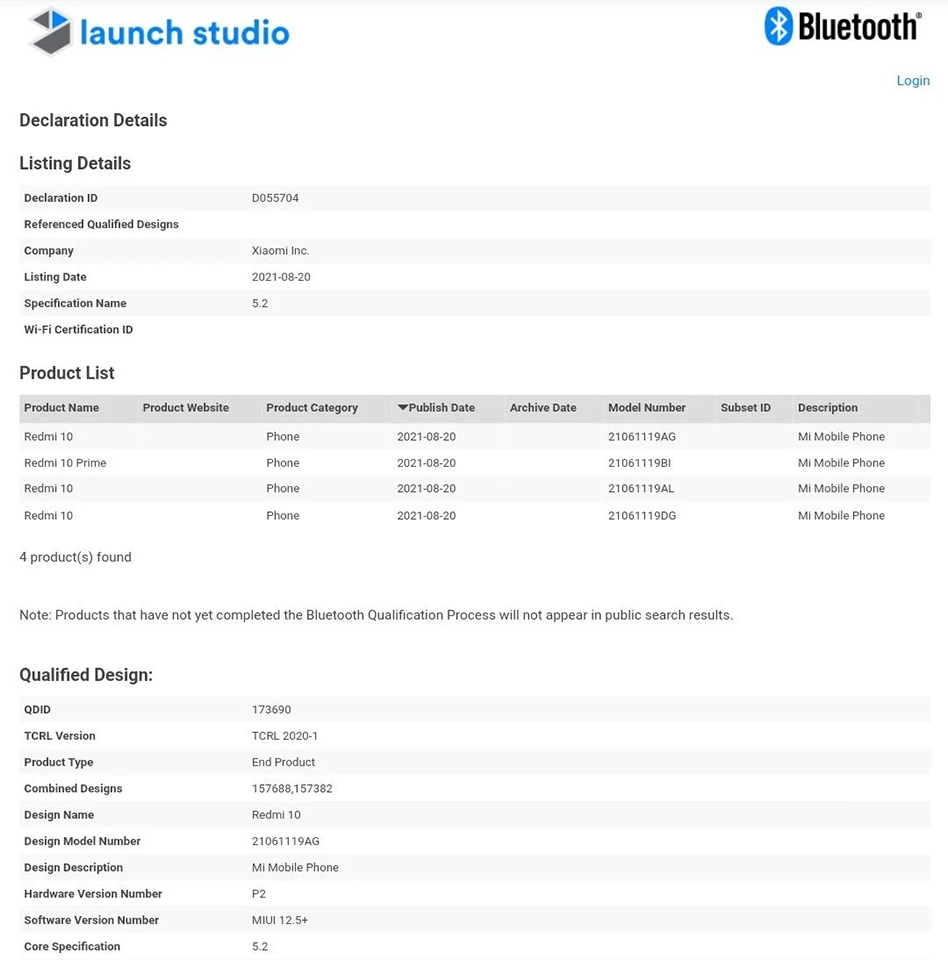 Redmi 10 Prime đạt chứng nhận Bluetooth SIG Redmi 10 Prime đạt chứng nhận Bluetooth SIG