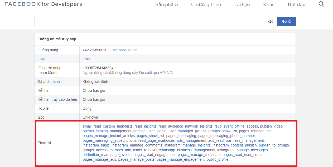 Cách lấy Token Facebook cá nhân (2)