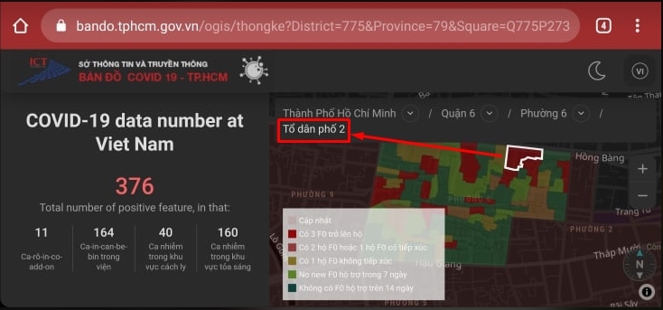 Xem các vùng trong bản đồ COVID-19
