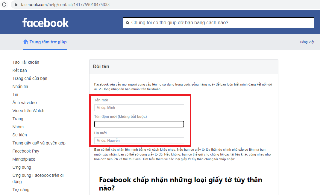 Đổi tên Facebook khi chưa đủ 60 ngày (7)