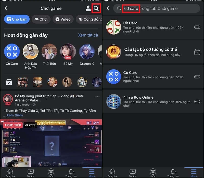 Hướng dẫn cách chơi cờ caro trên Facebook (2)