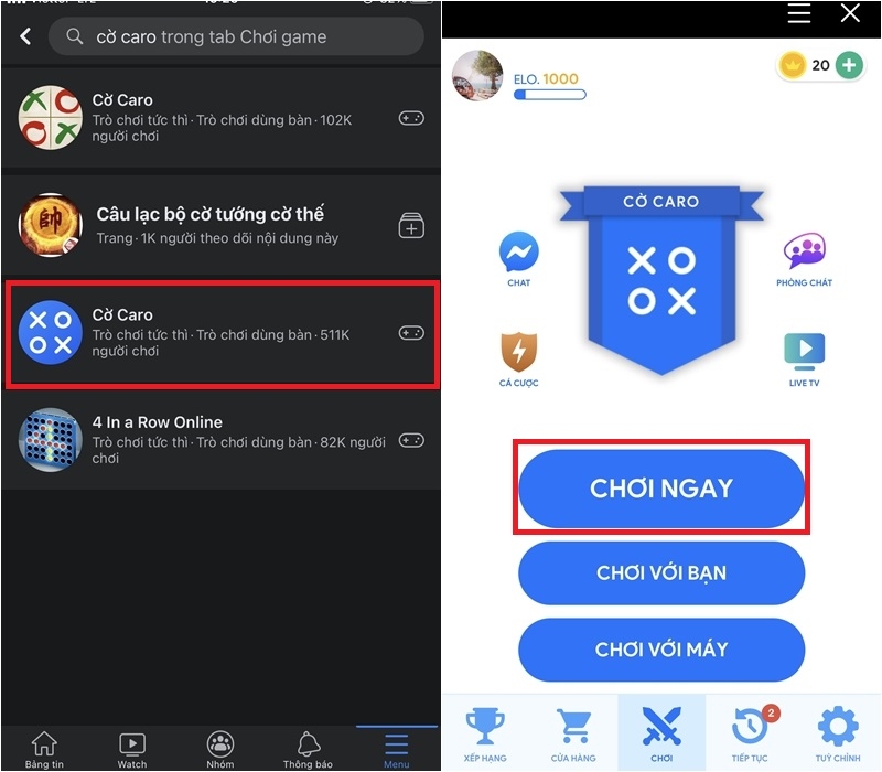 Hướng dẫn cách chơi cờ caro trên Facebook (3)