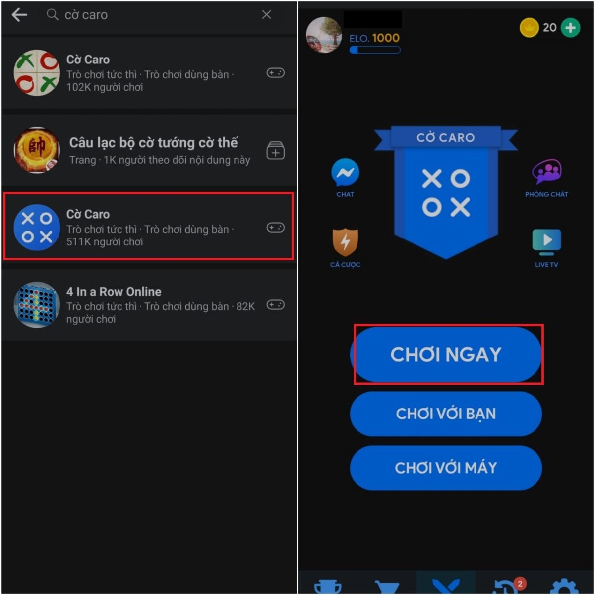 Hướng dẫn cách chơi cờ caro trên Facebook (6)