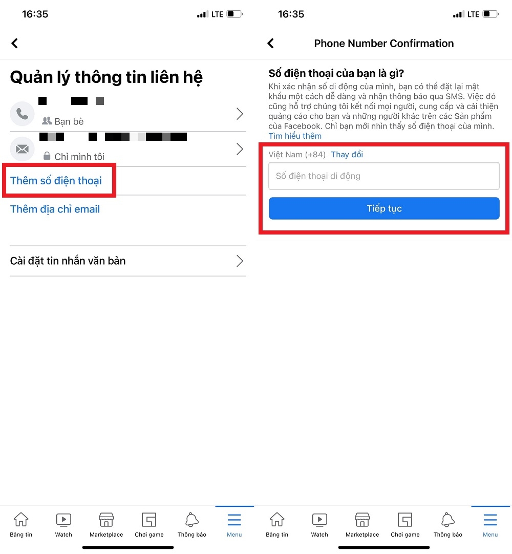 Dưới đây cách thêm, xóa số điện thoại đăng nhập trên Facebook (3)