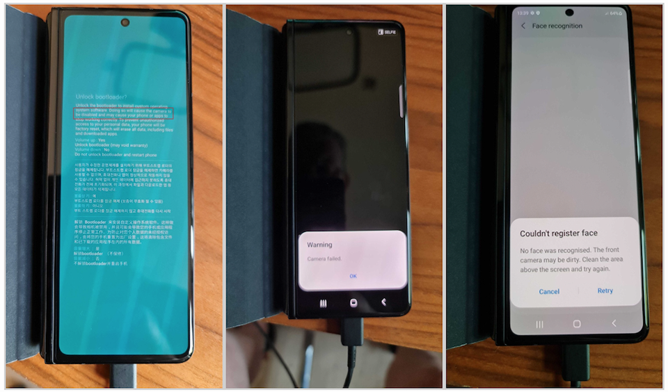 Samsung Galaxy Z Fold3 5G sẽ bị vô hiệu hóa máy ảnh nếu người dùng mở khóa bootloader Samsung Galaxy Z Fold3 5G sẽ bị vô hiệu hóa máy ảnh nếu người dùng mở khóa bootloader