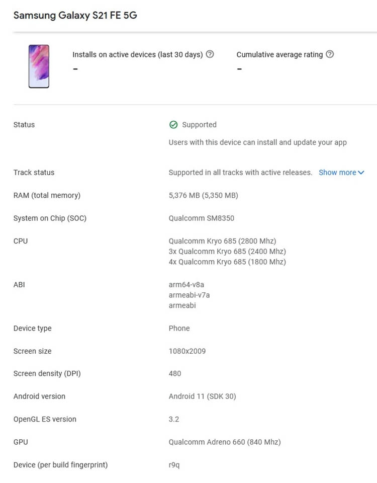 Thông số kỹ thuật Galaxy S21 FE