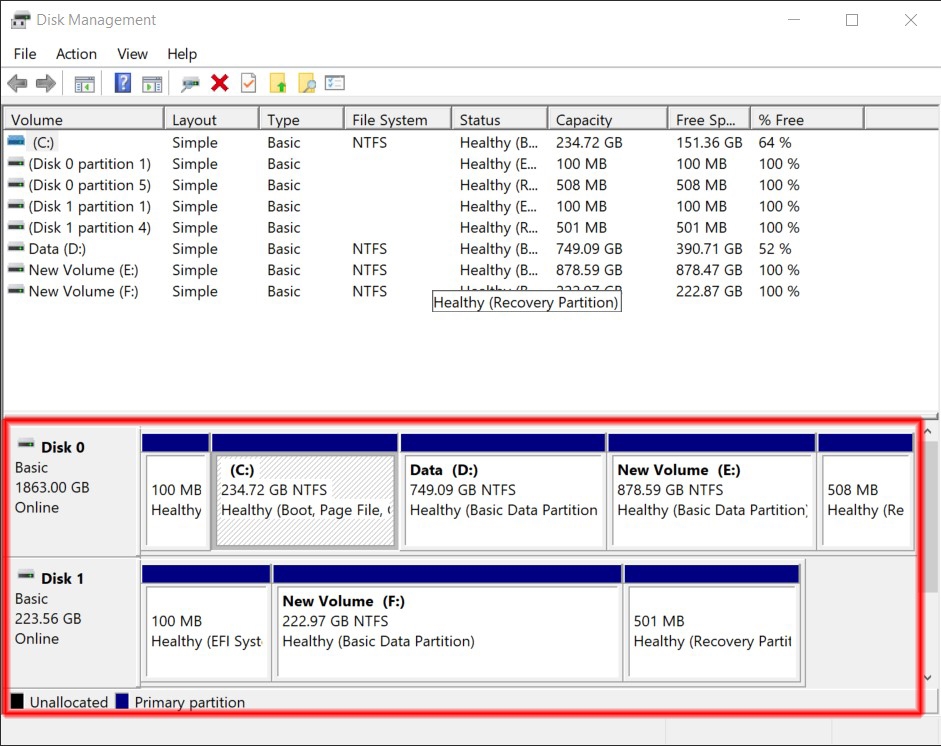 Không gộp được ổ cứng trong Win 10 1