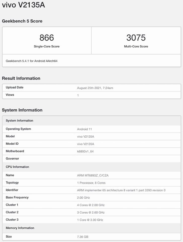 Vivo X70t lộ cấu hình trên Geekbench