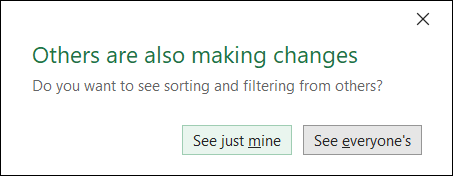 Chế độ xem tạm thời của Excel