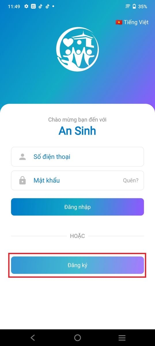 Cách đăng ký hỗ trợ bằng ứng dụng An Sinh (2)