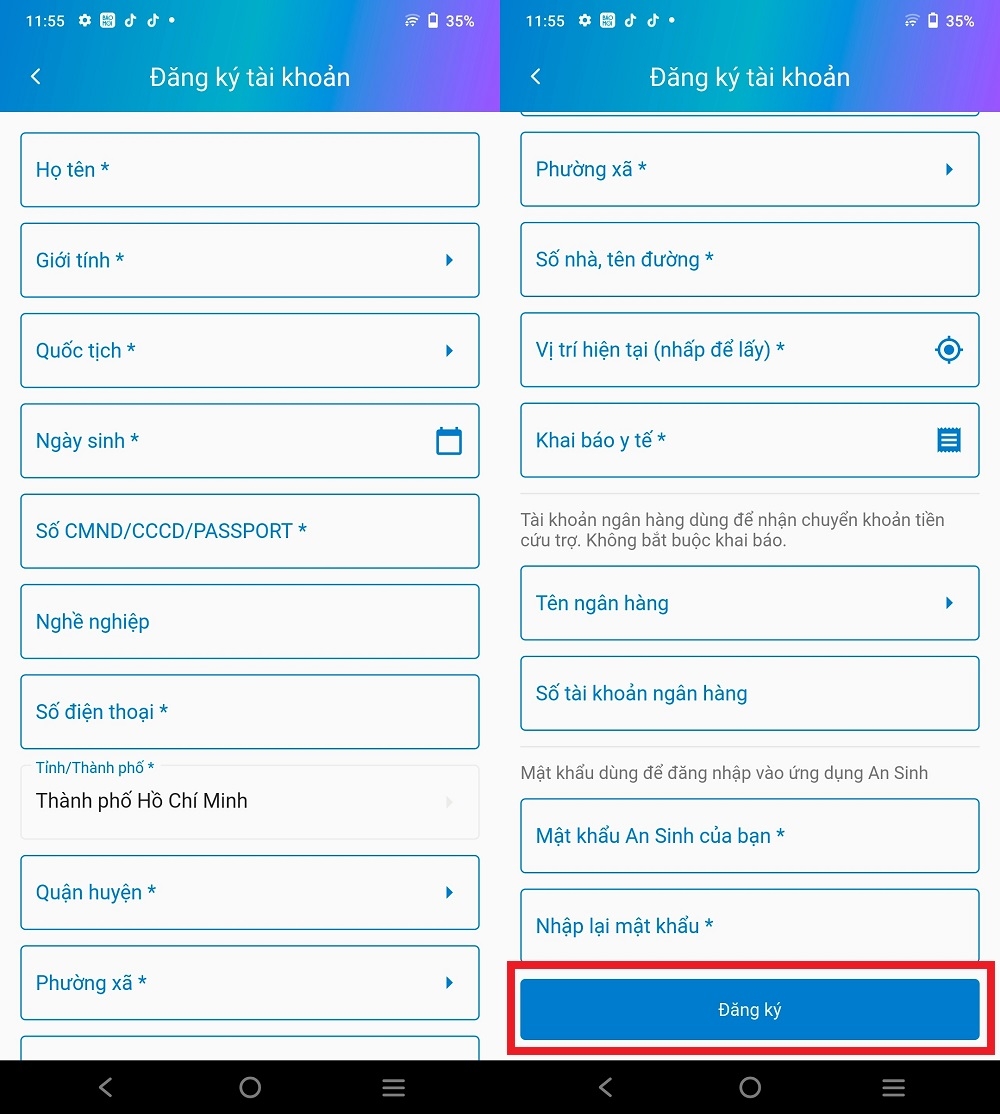 Cách đăng ký hỗ trợ bằng ứng dụng An Sinh (3)